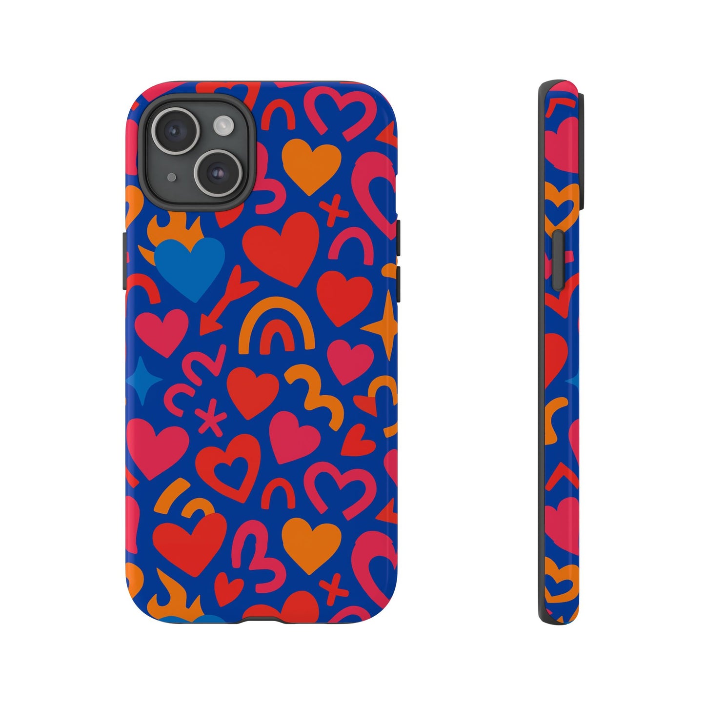 vibrant multicolour heart design protective phone case stylish accessory for self-expression compatible with iphone 13, 14, 15 & 16 – all models including pro, pro max & plus