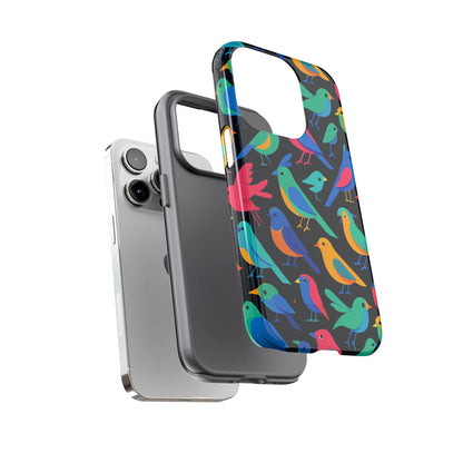 Vibrant Multicolour 3D Bird Print Protective Phone Case for Smart Devices – Unique Accessory for Trendsetters Compatible with iPhone 13, 14, 15 & 16 – All Models Including Pro, Pro Max & Plus