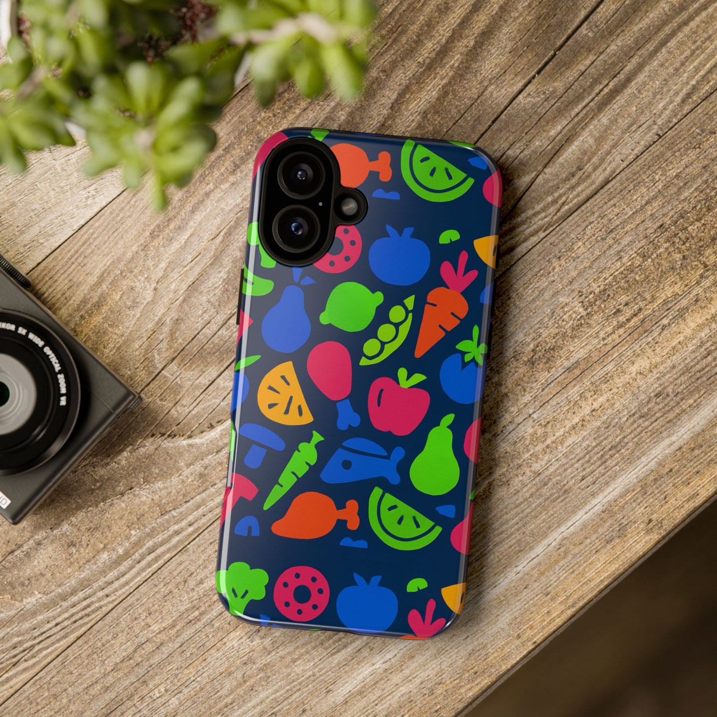 vibrant 3d fruit pattern protective phone case with glossy finish for stylish protection, compatible with iphone 13, 14, 15 & 16 – all models including pro, pro max & plus