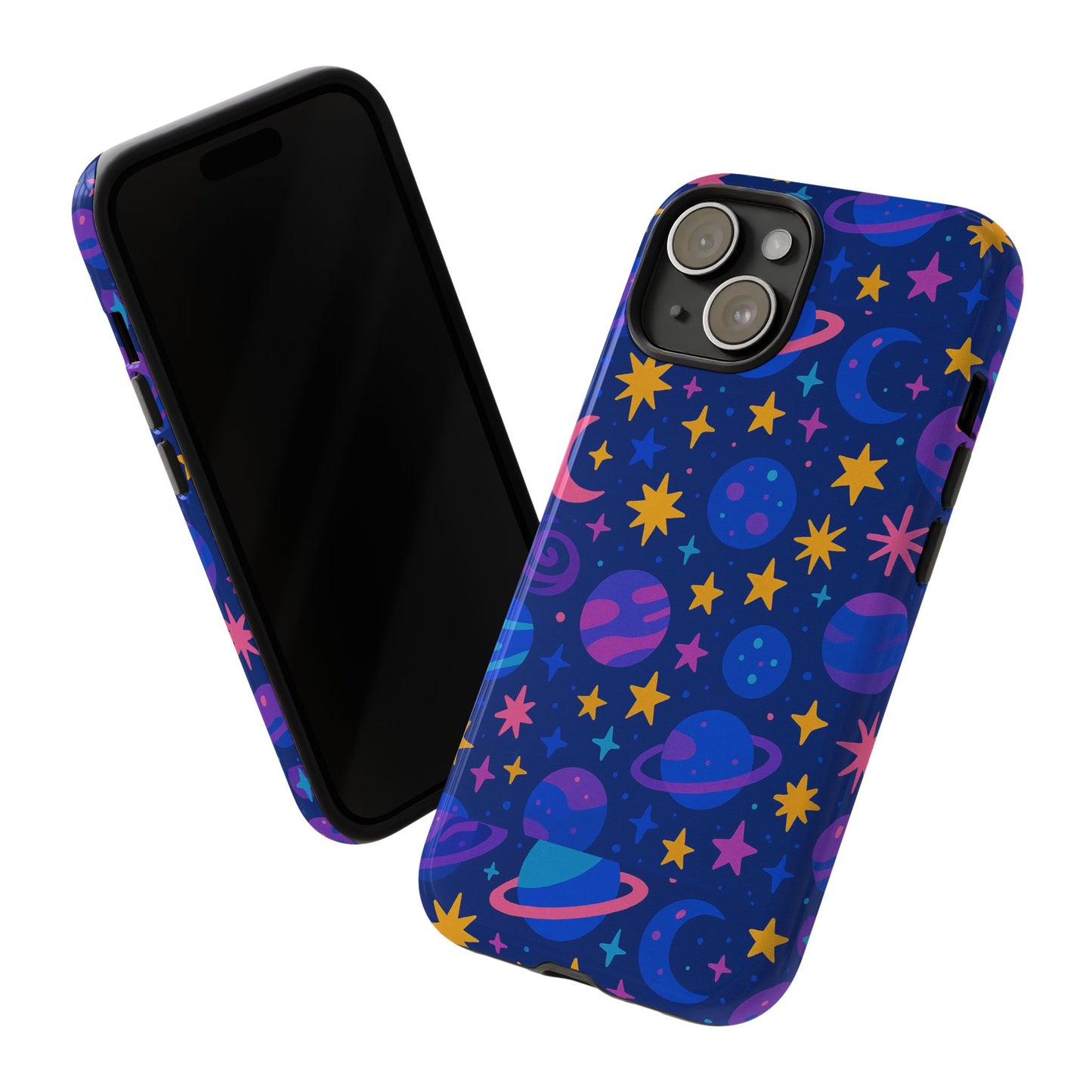 vibrant space theme protective phone case for unisex – colourful 3d design fashion accessory compatible with iphone 13, 14, 15 & 16 – all models including pro, pro max & plus