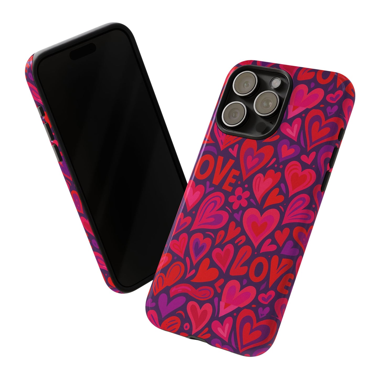 multicolour 3d heart pattern protective phone case for smartphones – vibrant design for stylish protection, compatible with iphone 13, 14, 15 & 16 – all models including pro, pro max & plus