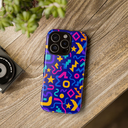 Vibrant Geometric Protective Phone Case with 3D Wrap Design – Playful Accessory for Self-Expression Compatible with iPhone 13, 14, 15 & 16 – all models including Pro, Pro Max & Plus