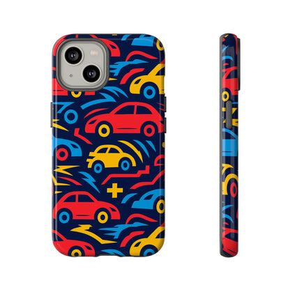 Multicolour Retro 3D Wrap Protective Phone Case with Vibrant Car Design for Stylish Protection Compatible with iPhone 13, 14, 15 & 16 – all models including Pro, Pro Max & Plus
