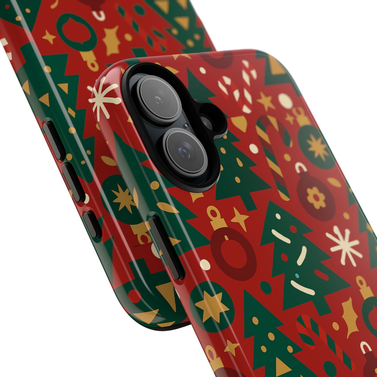 festive red christmas phone case with 3d wrap design – vibrant protection for iphone 13, 14, 15 & 16 – all models including pro, pro max & plus