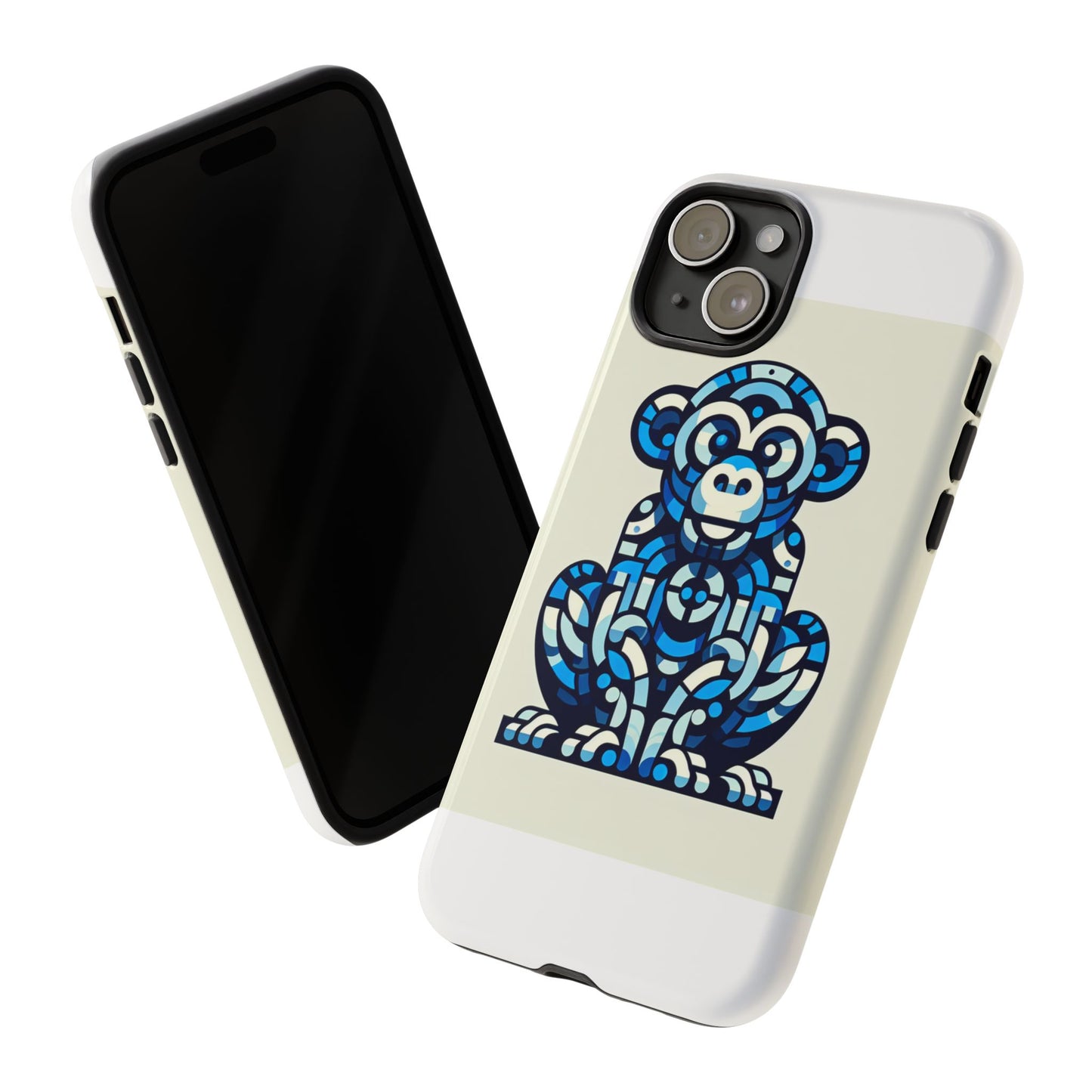vibrant blue 3d wrap phone case with playful monkey design for creative individuals compatible with iphone 13, 14, 15 & 16 – all models including pro, pro max & plus