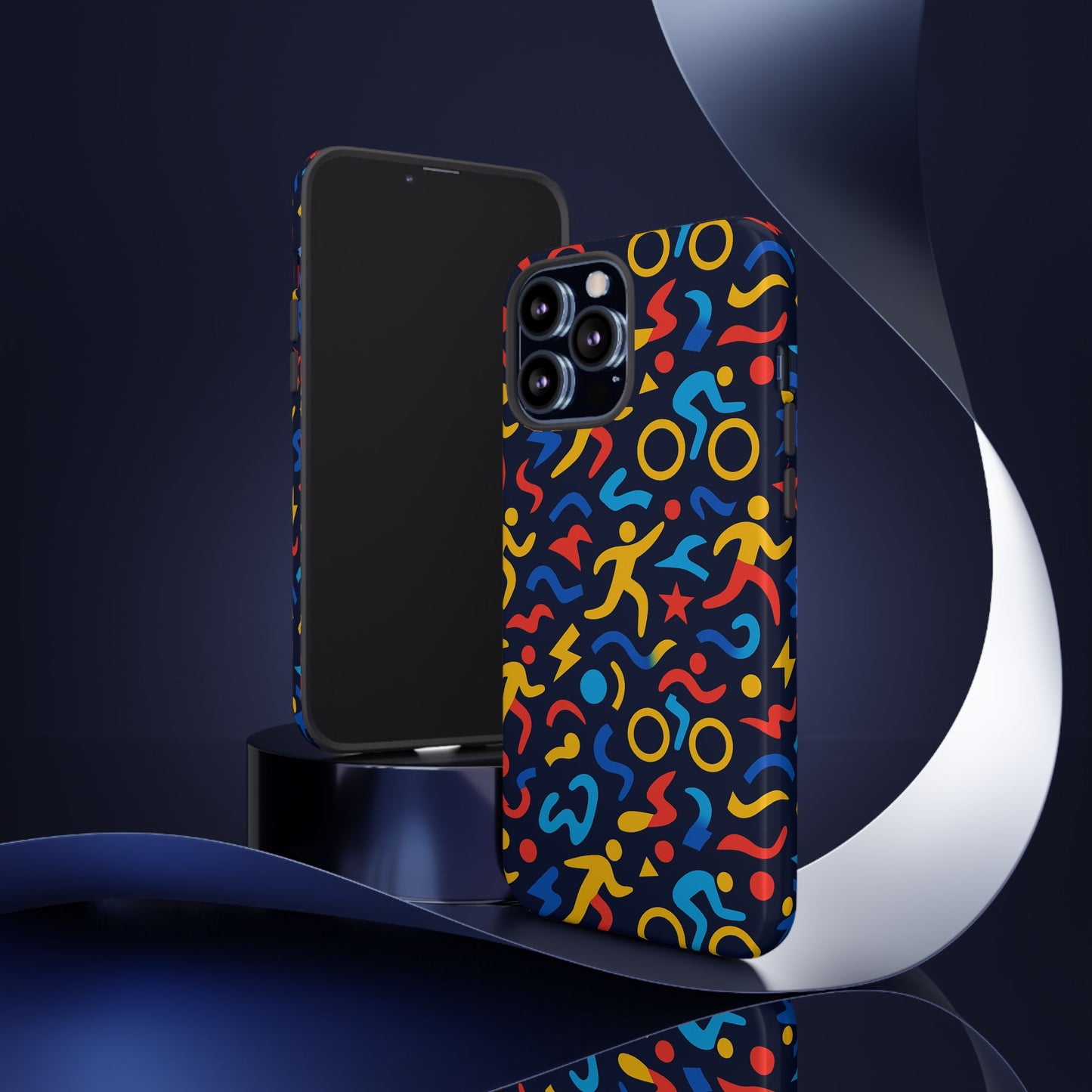 vibrant abstract 3d wrap protective phone case in multicolour design for unisex fashion accessory compatible with iphone 13, 14, 15 & 16 – all models including pro, pro max & plus