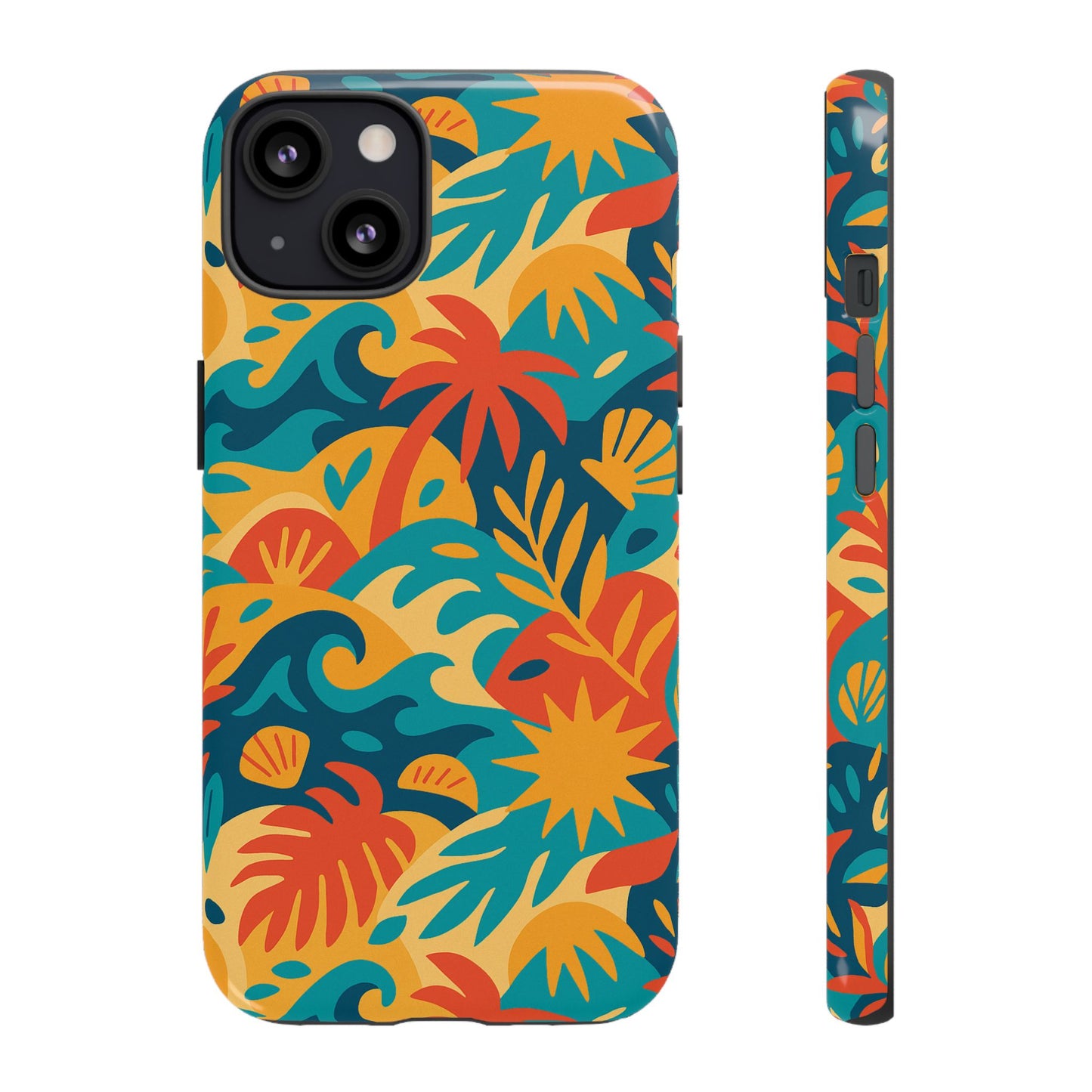 vibrant tropical phone case for stylish protection with 3d wrap design – unisex fashion accessory compatible with iphone 13, 14, 15 & 16 – all models including pro, pro max & plus