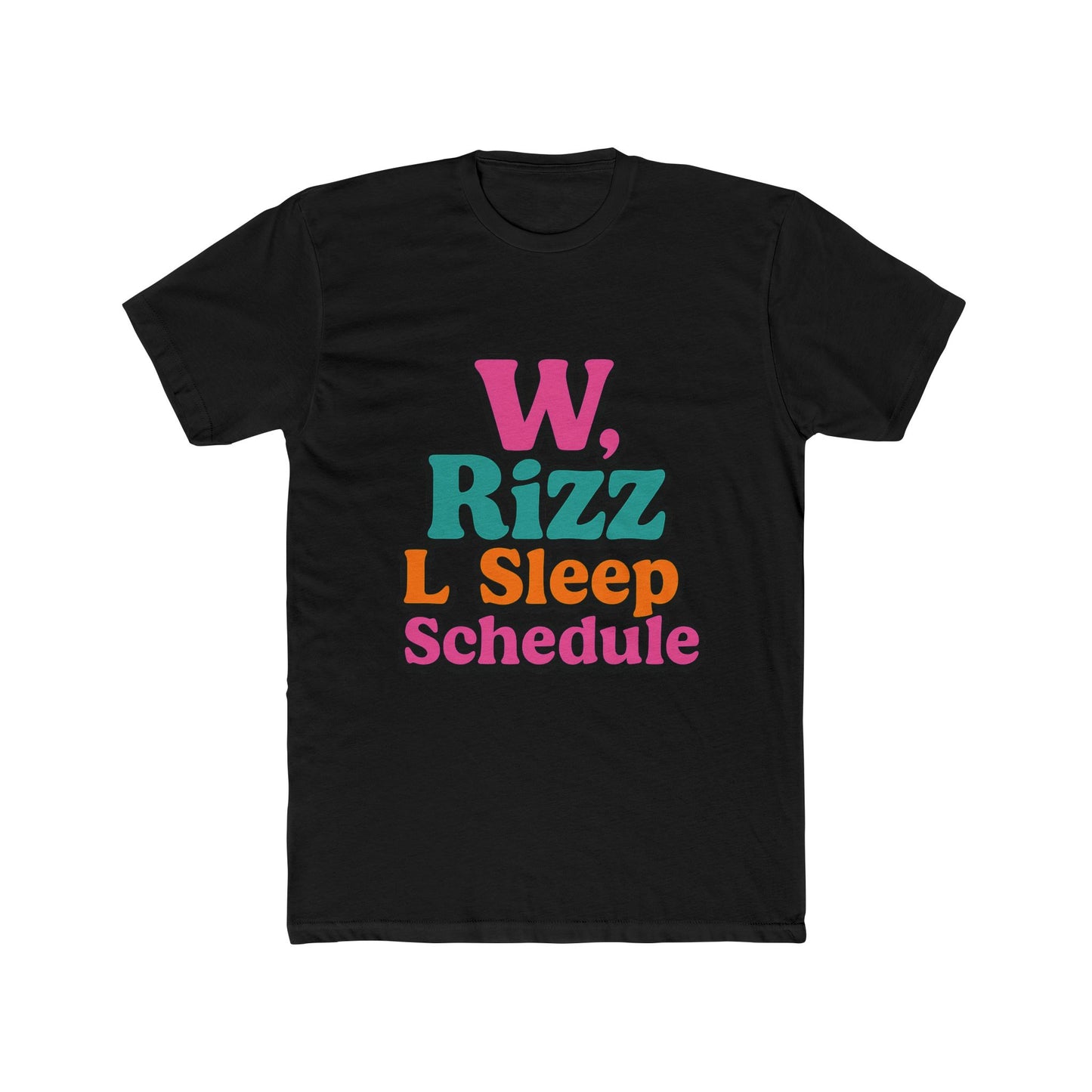 w, rizz, l sleep schedule meme unisex t-shirt - fun multicolor graphic tee for men and women, perfect gift for meme lovers