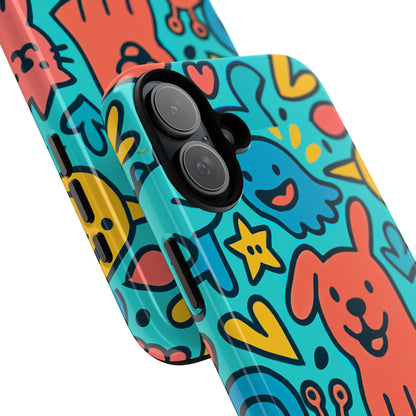 Vibrant Colourful Protective Phone Case with Fun Animal Cartoon Design – Stylish Protection for Kids and Adults Compatible with iPhone 13, 14, 15 & 16 – All Models Including Pro, Pro Max & Plus
