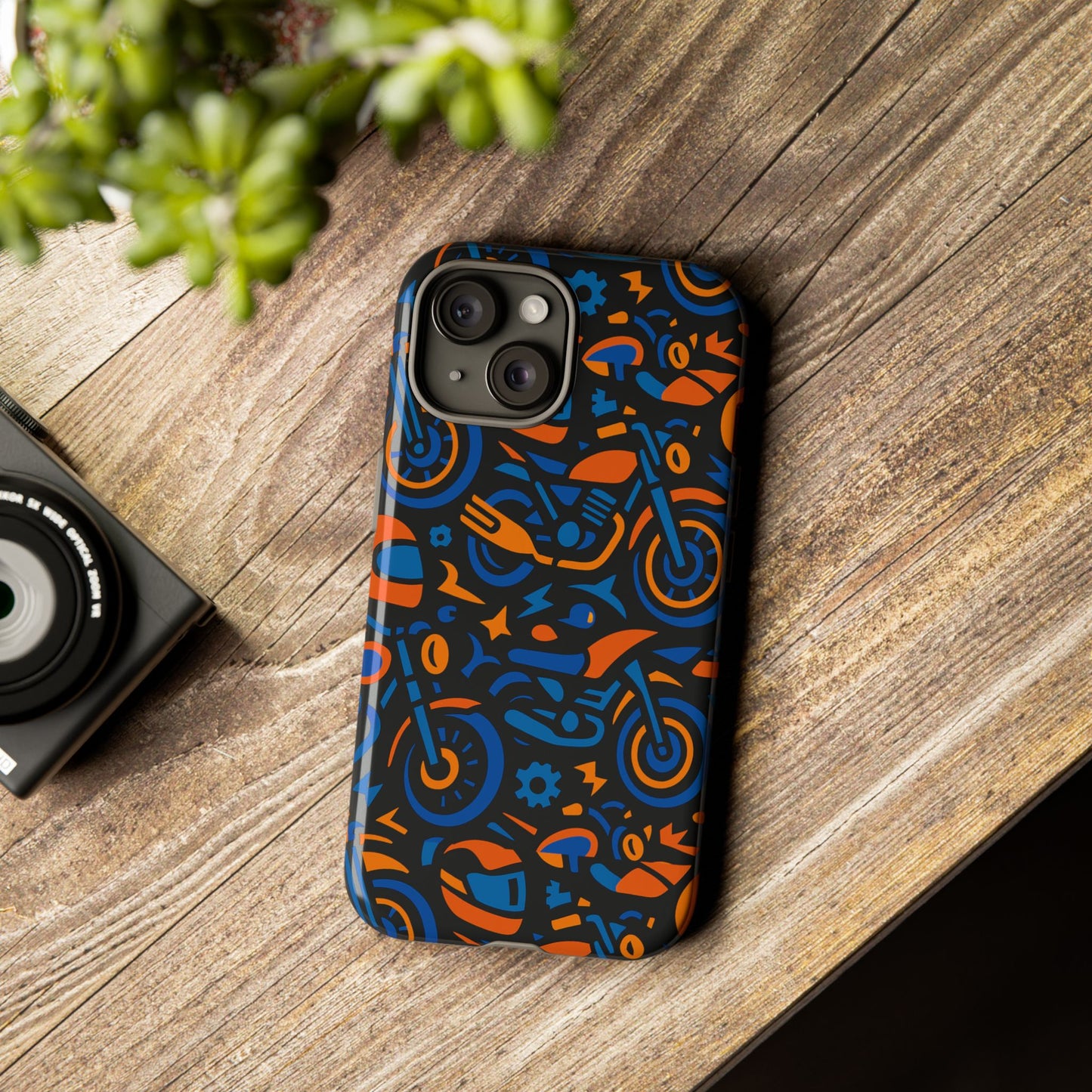 vibrant motorcycle phone case in multicolour design for stylish protection compatible with iphone 13, 14, 15 & 16 – all models including pro, pro max & plus