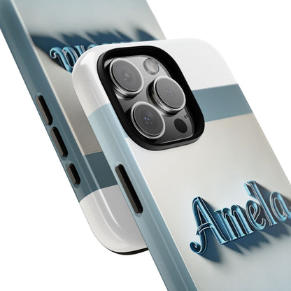 Sleek 3D Glossy Phone Case in Blue with Elegant Name Design Fashion Accessory for Personal Expression Compatible with iPhone 13, 14, 15 & 16 – all models including Pro, Pro Max & Plus