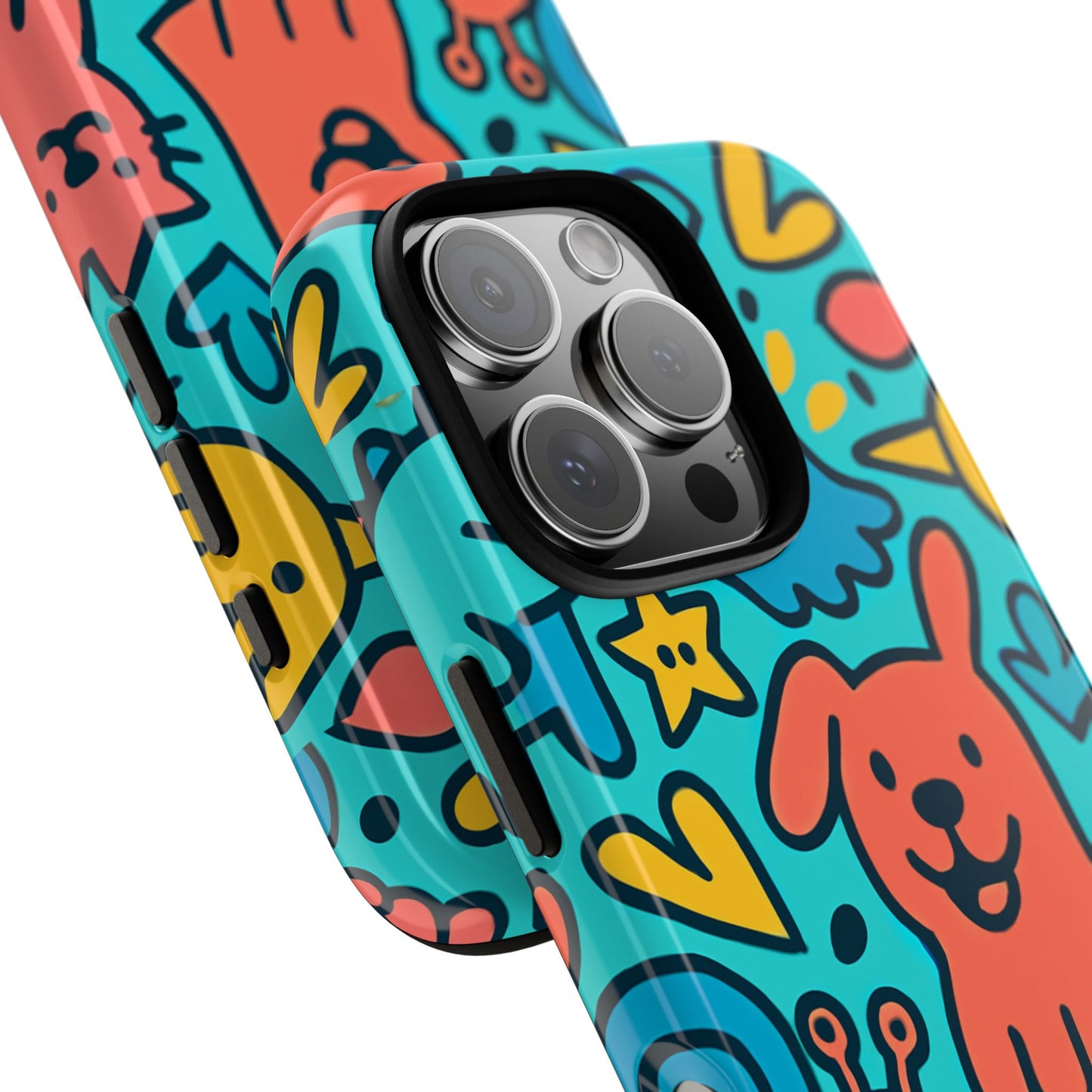 vibrant colourful protective phone case with fun animal cartoon design – stylish protection for kids and adults compatible with iphone 13, 14, 15 & 16 – all models including pro, pro max & plus