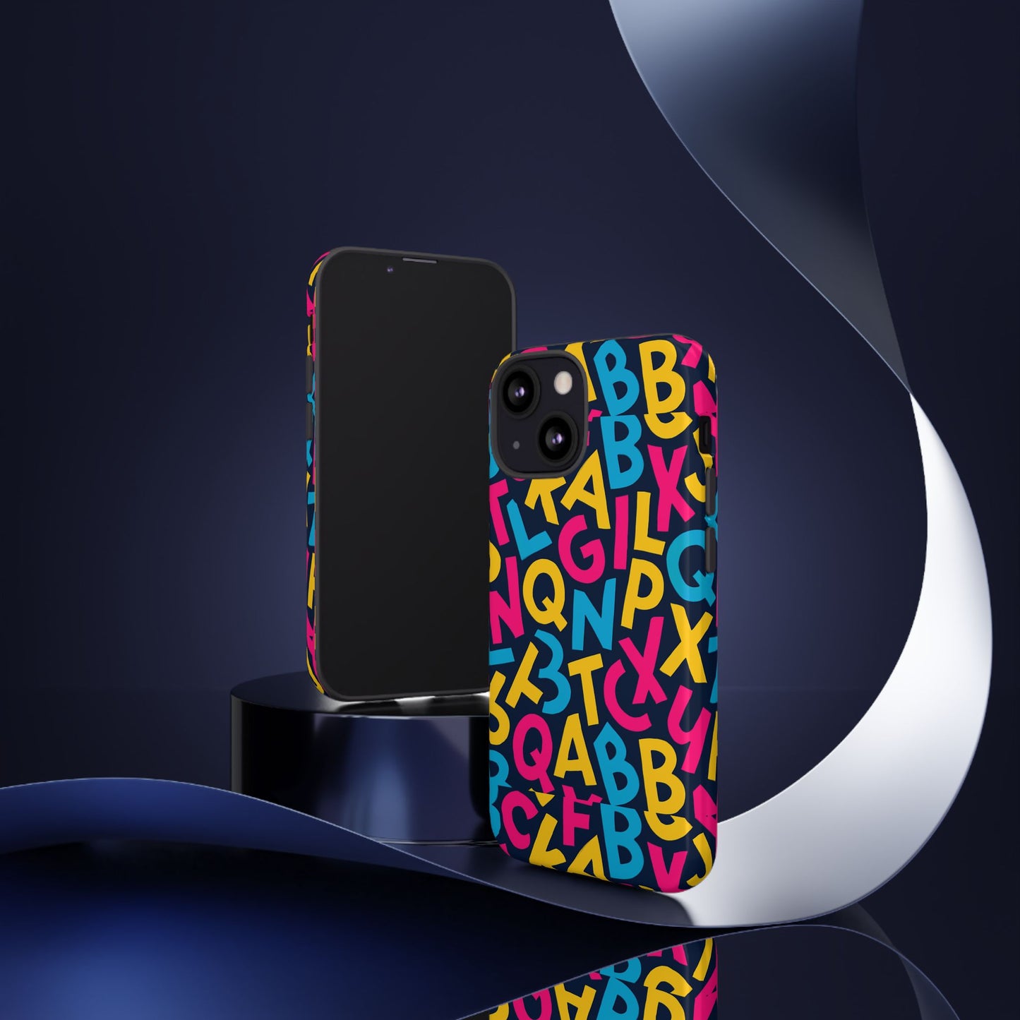 multicolour 3d wrap phone case with playful alphabet design – stylish protection for smartphones compatible with iphone 13, 14, 15 & 16 – all models including pro, pro max & plus