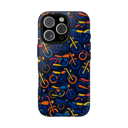 Colourful 3D Motorcycle Print Protective Phone Case for Creative Individuals – Stylish Protection Compatible with iPhone 13, 14, 15 & 16 – All Models Including Pro, Pro Max & Plus