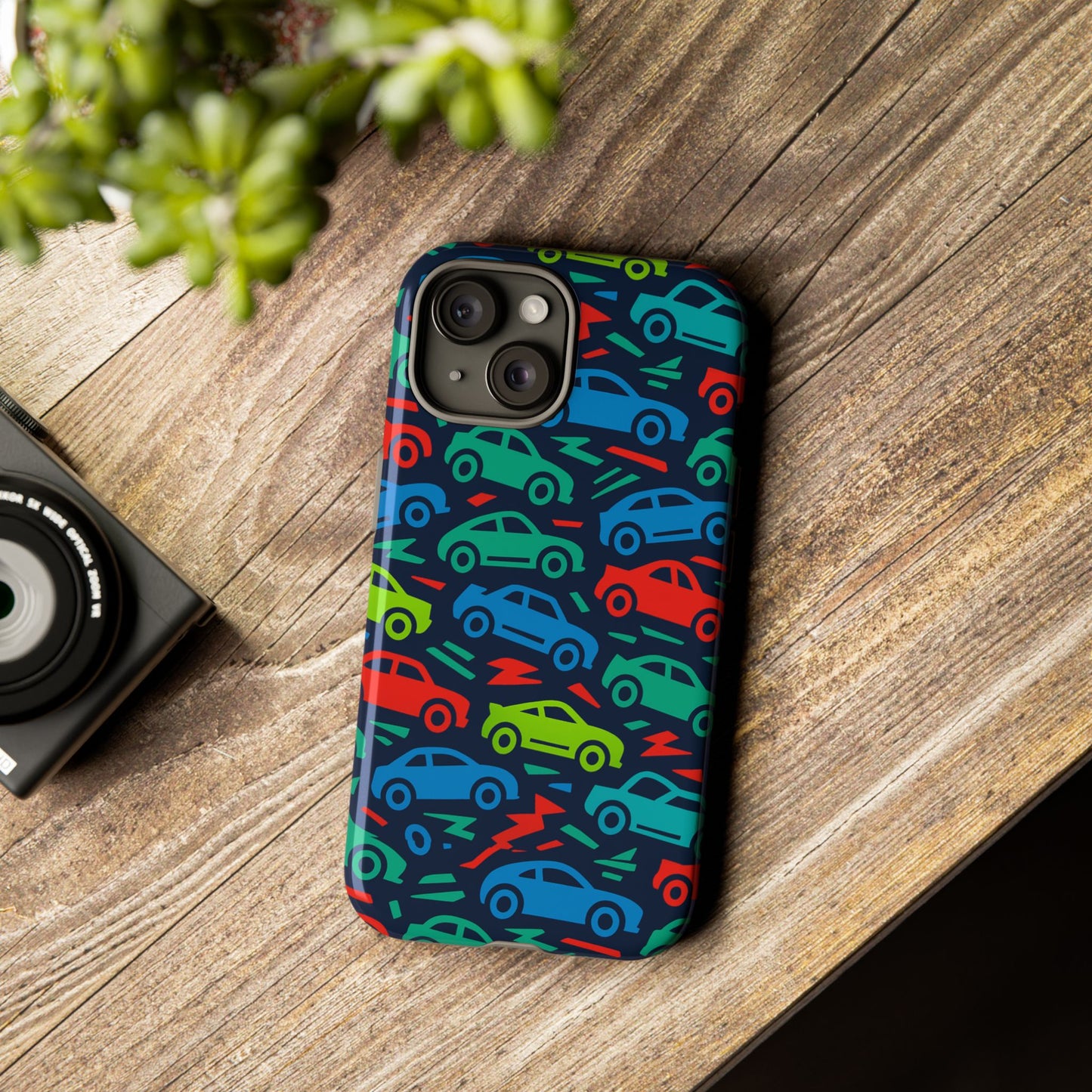 vibrant retro automotive design protective phone case for kids and adults – colourful 3d wrap style – stylish protection compatible with iphone 13, 14, 15 & 16 – all models including pro, pro max & plus