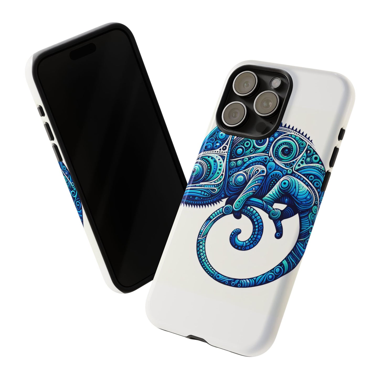 vibrant 3d wrap protective phone case with blue chameleon design, creative accessory for unique style, compatible with iphone 13, 14, 15 & 16 – all models including pro, pro max & plus