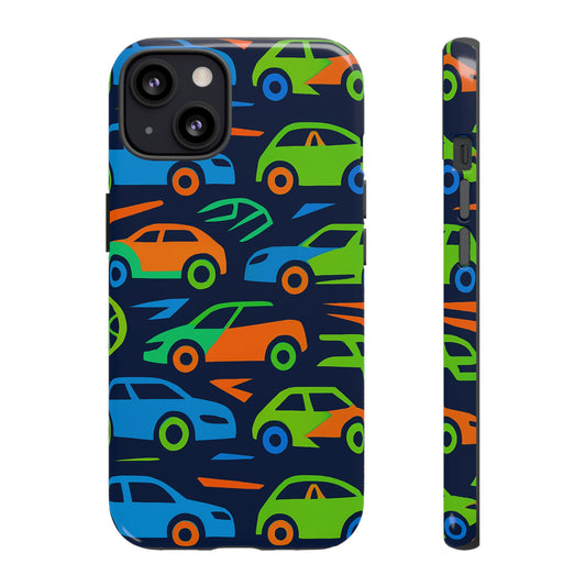 Vibrant 3D Car Pattern Protective Phone Case for Expressive Individuals Stylish Accessory Compatible with iPhone 13, 14, 15 & 16 – all models including Pro, Pro Max & Plus