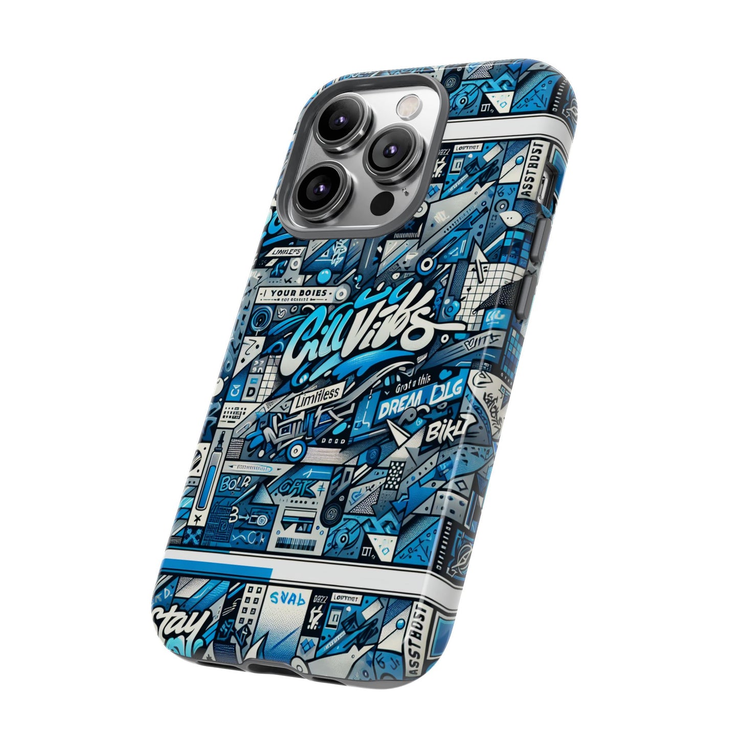 vibrant 3d wrap protective phone case in retro blue aesthetic for stylish protection compatible with iphone 13, 14, 15 & 16 – all models including pro, pro max & plus