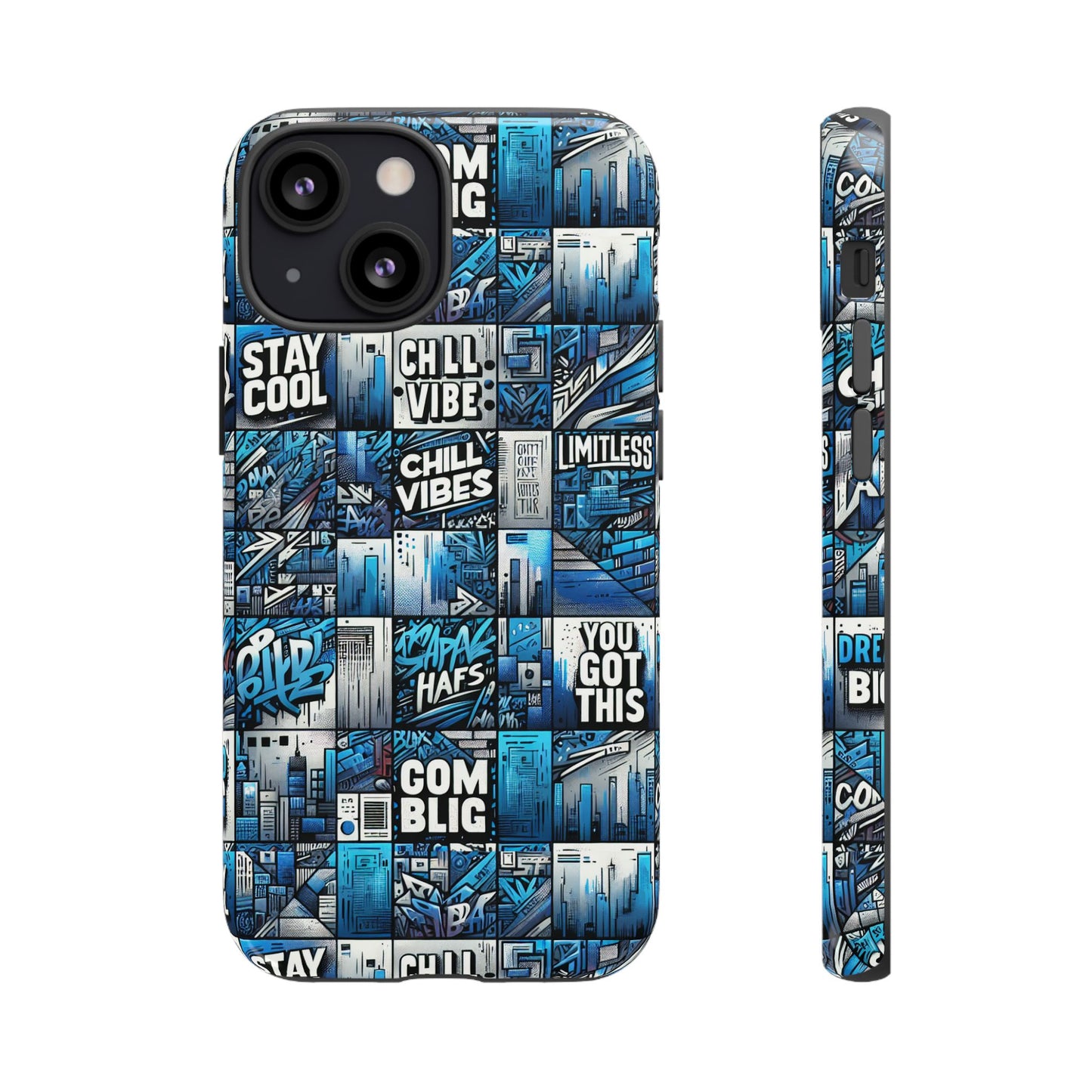 vibrant 3d wrap protective phone case in blue urban aesthetic design for stylish smartphone protection compatible with iphone 13, 14, 15 & 16 – all models including pro, pro max & plus