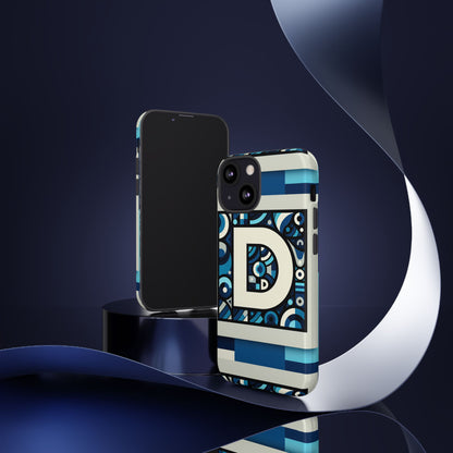 Blue Alphabet Letter D Phone Case with 3D Wrap and Shock Protection for Kids and Teens