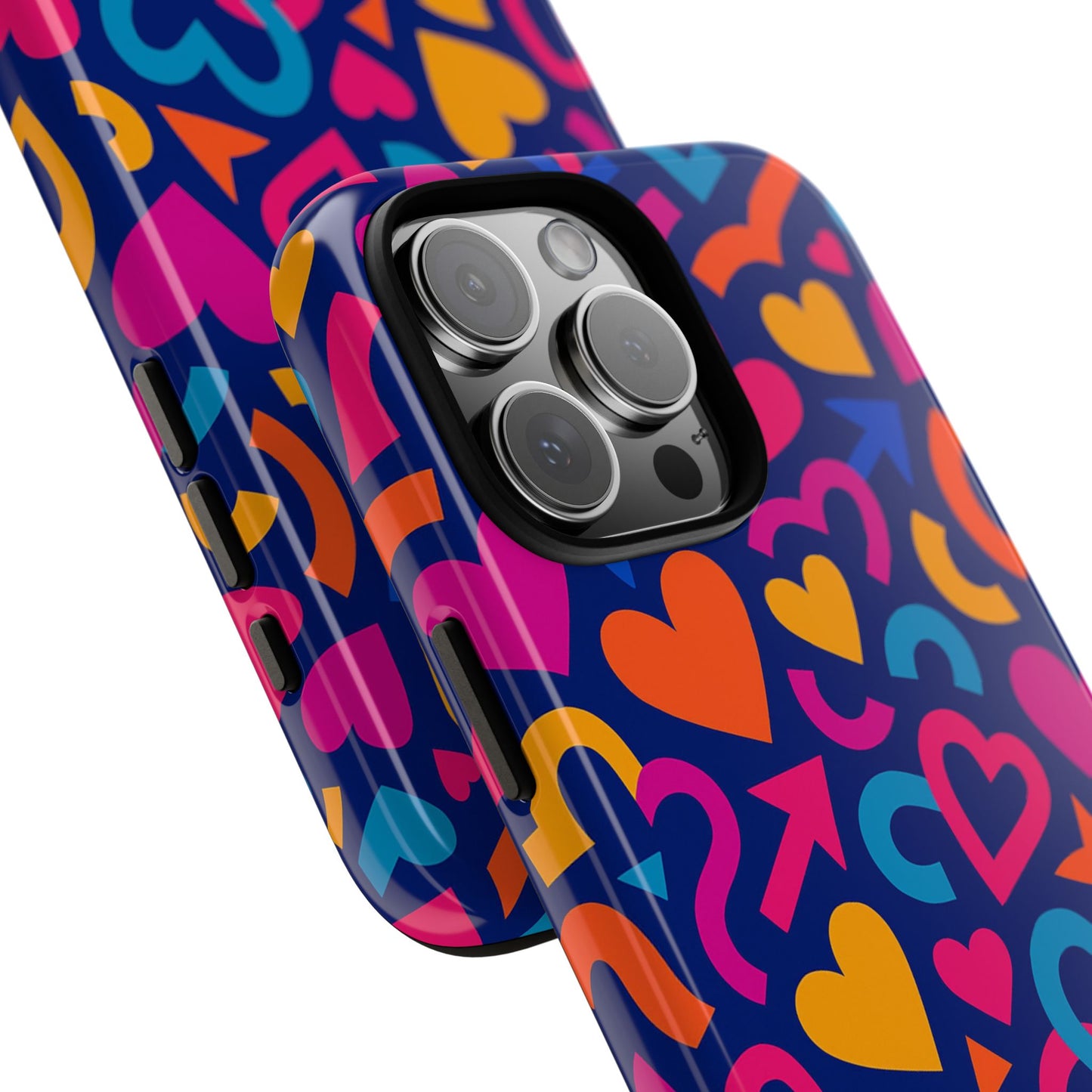 vibrant multicolour heart pattern protective phone case with 3d wrap design for stylish smartphone accessories compatible with iphone 13, 14, 15 & 16 – all models including pro, pro max & plus