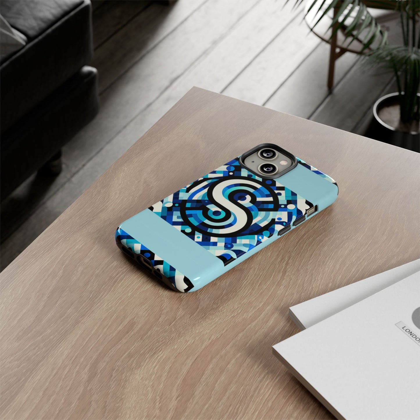 letter blue alphabet s phone case with 3d wrap design for stylish protection and unique retro anime comic style