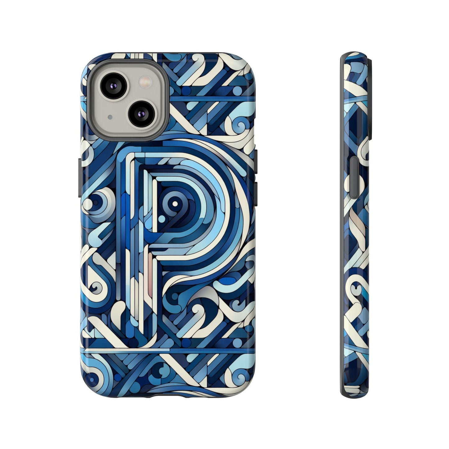 blue alphabet p phone case with 3d wrap design for kids and teens durable shockproof protective cover for smartphones