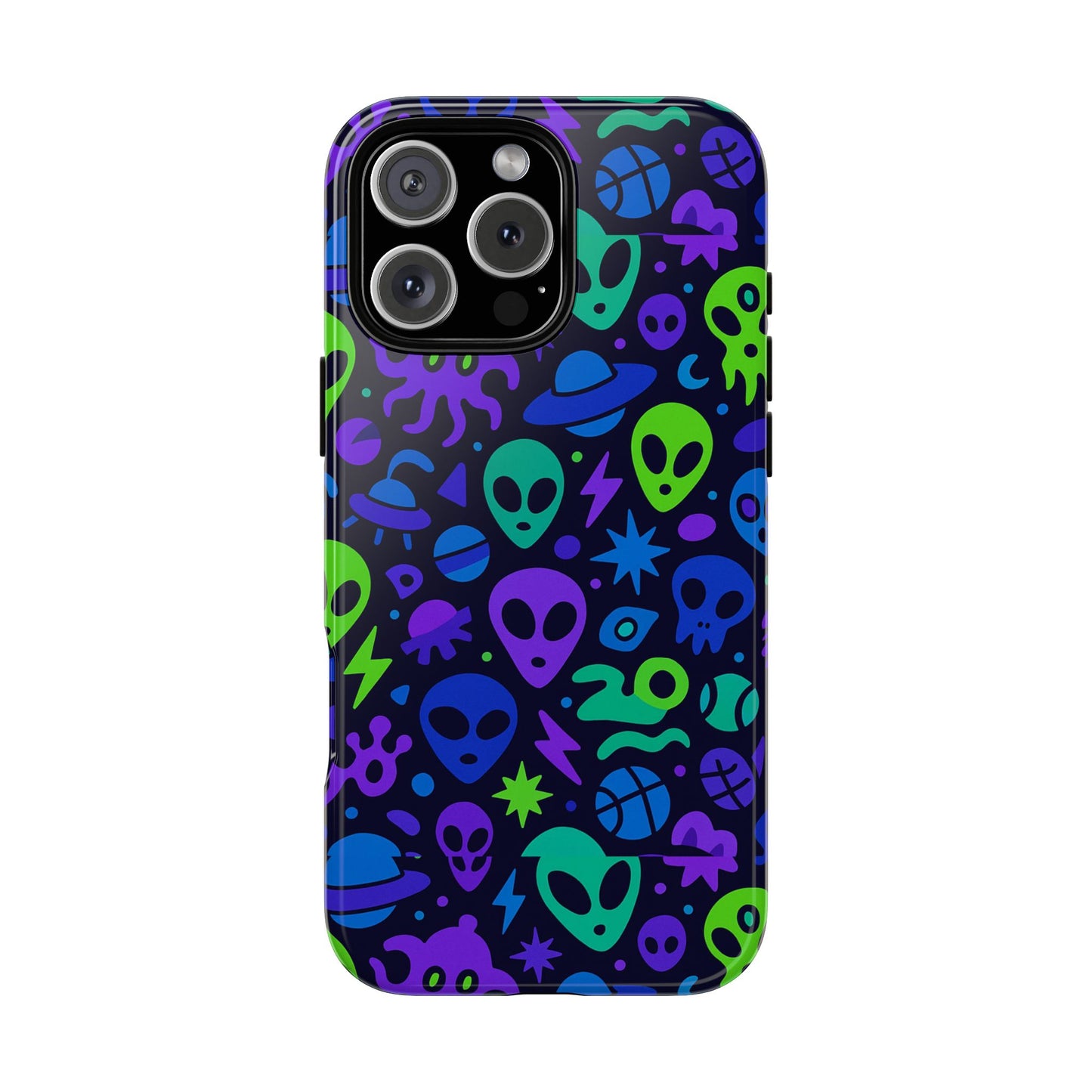 vibrant 3d alien and space design protective phone case for unisex smartphone accessories compatible with iphone 13, 14, 15 & 16 – all models including pro, pro max & plus