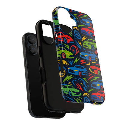 Vibrant 3D Car Design Protective Phone Case – Fun Retro Style for Kids and Adults – Stylish Protection – Compatible with iPhone 13, 14, 15 & 16 – all models including Pro, Pro Max & Plus