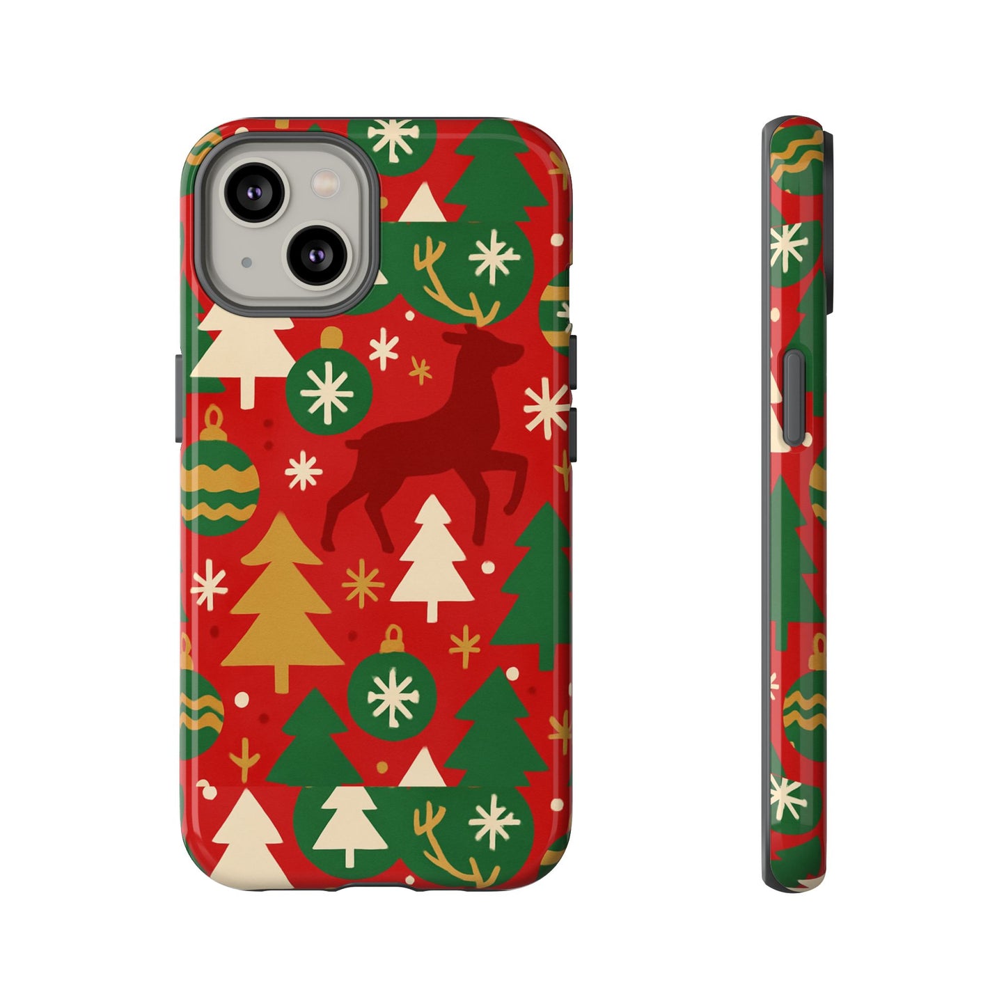 vibrant red christmas phone case with festive 3d design for stylish protection compatible with iphone 13, 14, 15 & 16 – all models including pro, pro max & plus