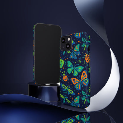 Vibrant Insect Pattern Protective Phone Case for Stylish Protection – Multicolour 3D Design Compatible with iPhone 13, 14, 15 & 16 – all models including Pro, Pro Max & Plus
