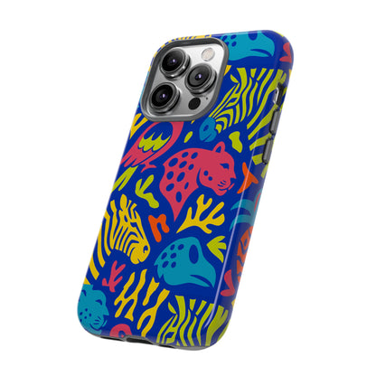 Vibrant Animal Print Protective Phone Case for Stylish Protection with Multicolour Design – Compatible with iPhone 13, 14, 15 & 16 – All Models Including Pro, Pro Max & Plus