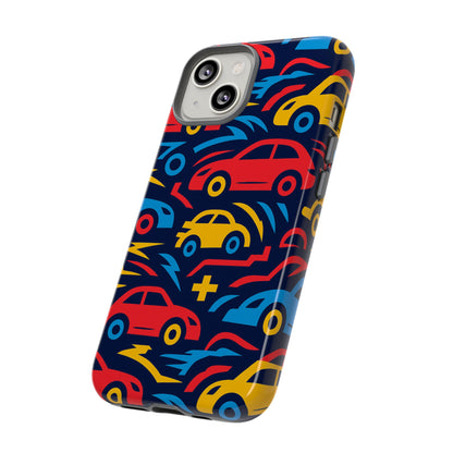 Multicolour Retro 3D Wrap Protective Phone Case with Vibrant Car Design for Stylish Protection Compatible with iPhone 13, 14, 15 & 16 – all models including Pro, Pro Max & Plus
