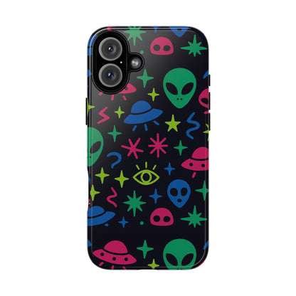Vibrant Alien Pattern Protective Phone Case with 3D Wrap Design for Unique Expression – Stylish Protection Compatible with iPhone 13, 14, 15 & 16 – All Models Including Pro, Pro Max & Plus
