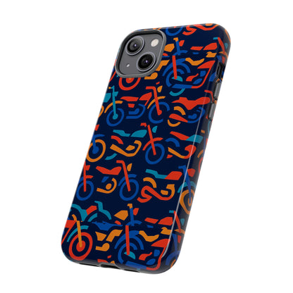 Vibrant 3D Multicolour Motorcycle Pattern Protective Phone Case for Creative Individuals – Stylish Protection Compatible with iPhone 13, 14, 15 & 16 – All Models Including Pro, Pro Max & Plus