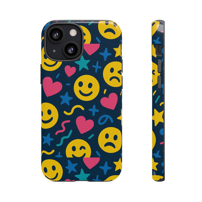 Vibrant Multicolour Emoji Phone Case with 3D Wrap Design for Playful Protection Compatible with iPhone 13, 14, 15 & 16 – all models including Pro, Pro Max & Plus