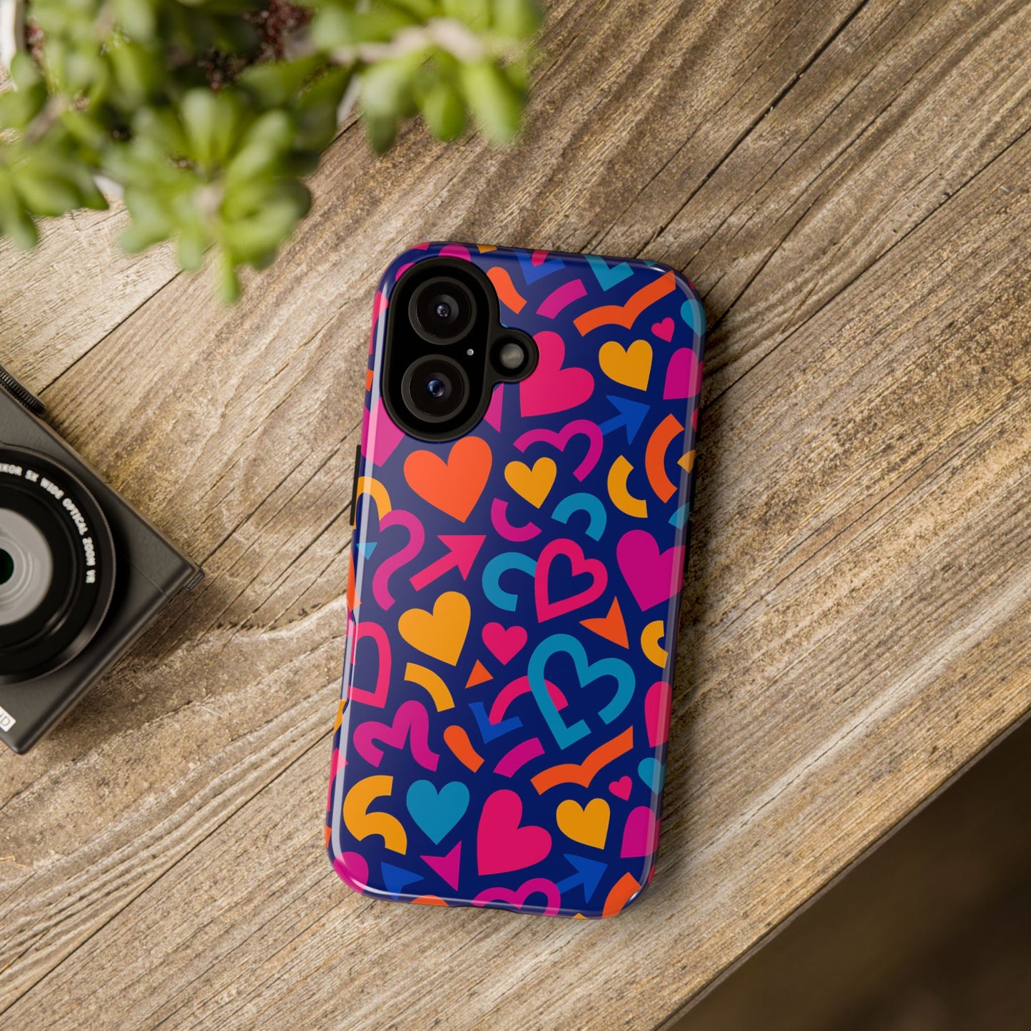 vibrant multicolour heart pattern protective phone case with 3d wrap design for stylish smartphone accessories compatible with iphone 13, 14, 15 & 16 – all models including pro, pro max & plus