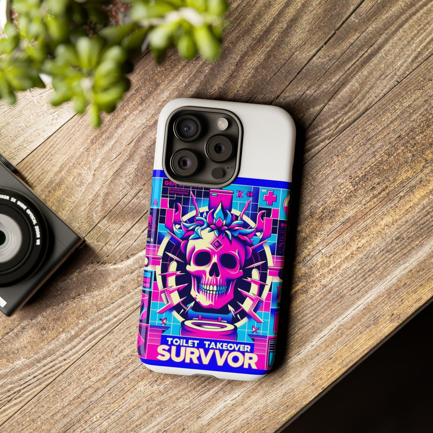 toilet takeover survivor 3d wrap protective phone case for anime and comic fans, shock absorbing tpu silicone, uv protected, stylish design, gift for birthdays and holidays
