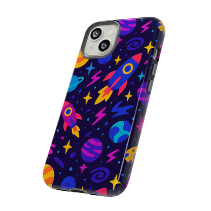 Vibrant 3D Wrap Protective Phone Case with Playful Space Theme for Stylish Self-Expression Compatible with iPhone 13, 14, 15 & 16 – all models including Pro, Pro Max & Plus