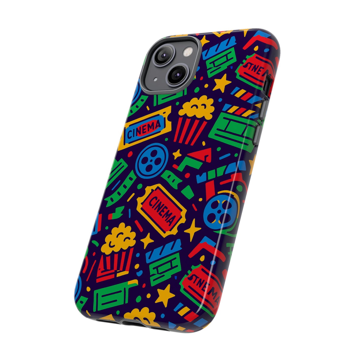 vibrant multicolour cinema-themed 3d wrap protective phone case for self-expression stylish protection compatible with iphone 13, 14, 15 & 16 – all models including pro, pro max & plus