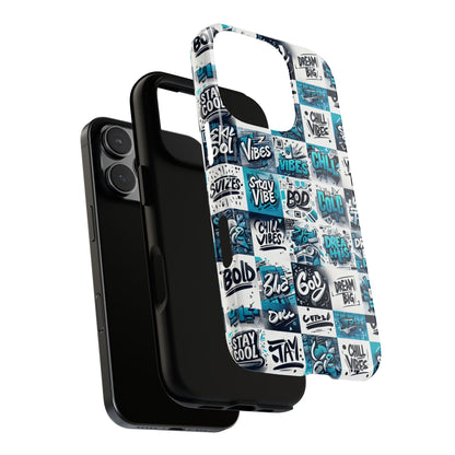 Vibrant 3D Wrap Phone Case in Blue with Playful Retro Design for Stylish Protection Compatible with iPhone 13, 14, 15 & 16 – all models including Pro, Pro Max & Plus