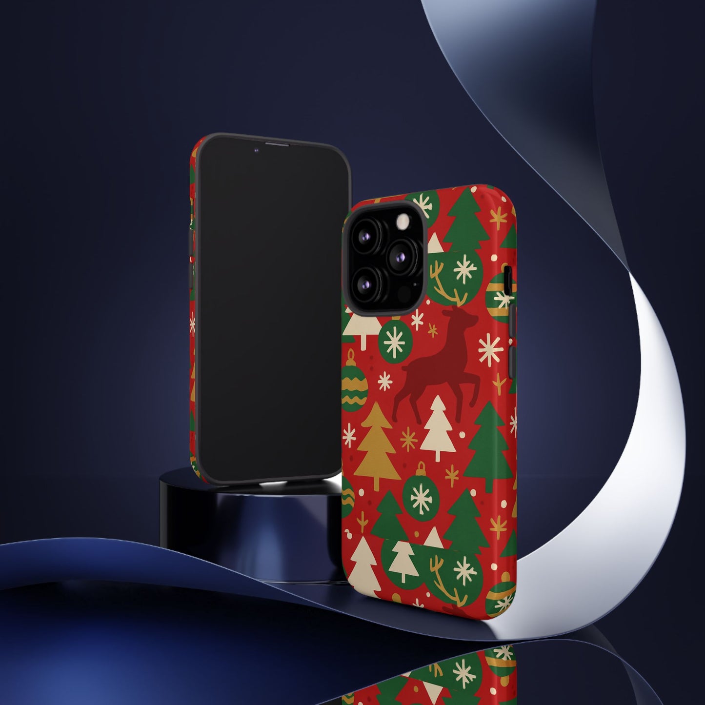 vibrant red christmas phone case with festive 3d design for stylish protection compatible with iphone 13, 14, 15 & 16 – all models including pro, pro max & plus