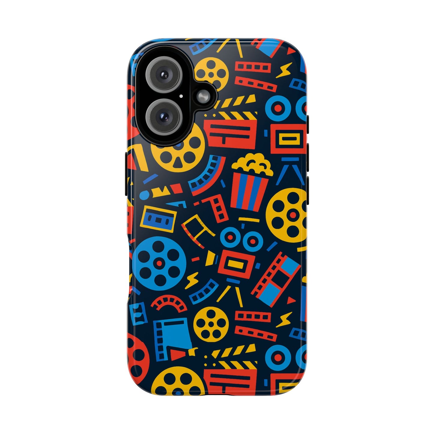 vibrant 3d film reel protective phone case for unique style and robust protection compatible with iphone 13, 14, 15 & 16 – all models including pro, pro max & plus