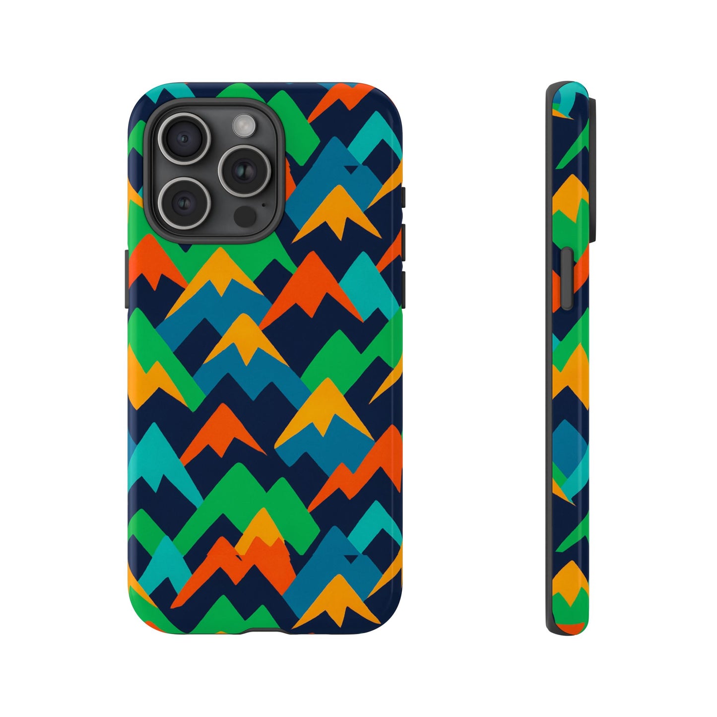 vibrant mountain design protective phone case with colourful abstract pattern for stylish protection compatible with iphone 13, 14, 15 & 16 – all models including pro, pro max & plus
