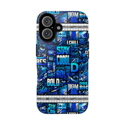 Vibrant 3D Wrap Protective Phone Case in Blue Typography Design for Unique Style – Stylish Protection Compatible with iPhone 13, 14, 15 & 16 – All Models Including Pro, Pro Max & Plus