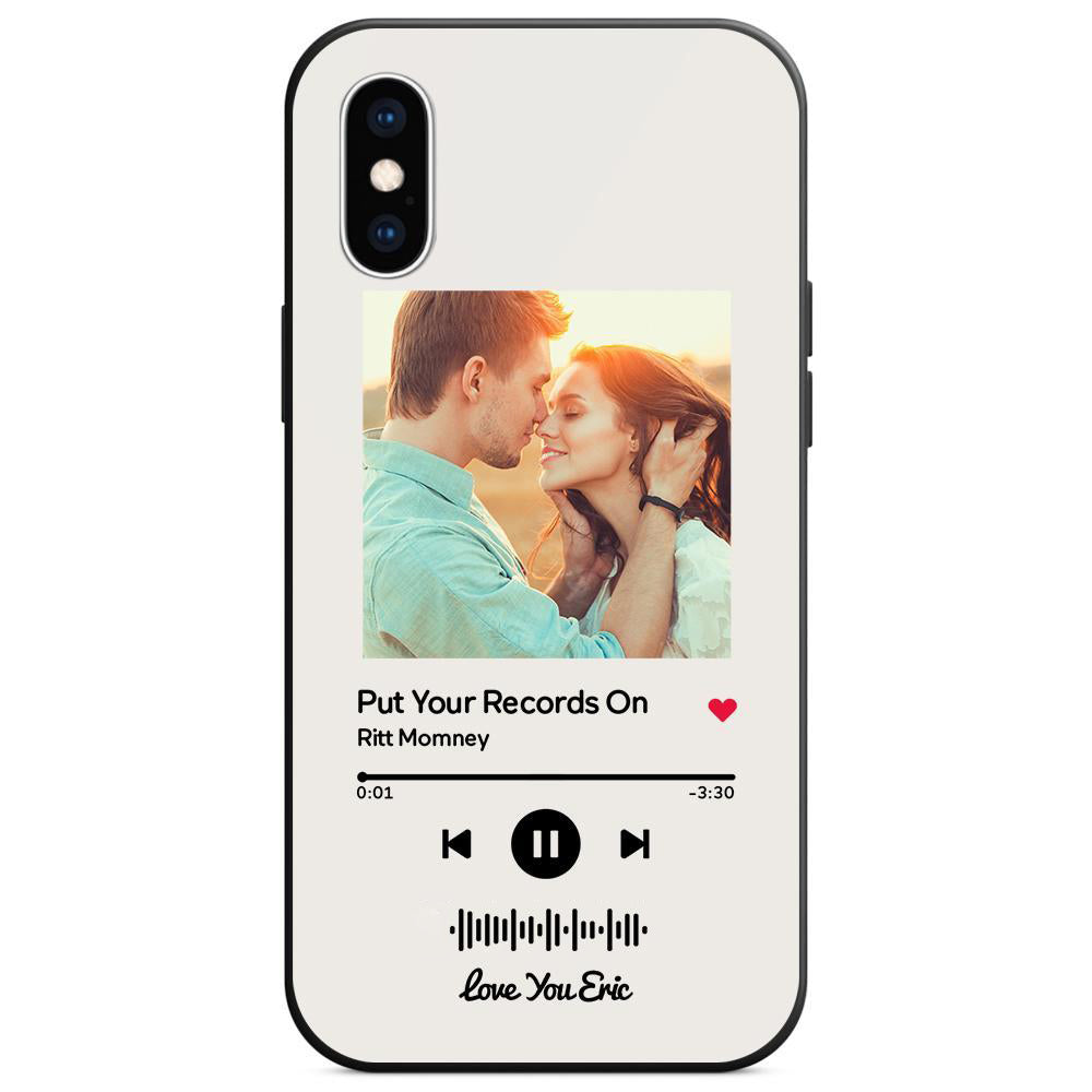custom scannable music code glass iphone cases with picture for iphone series, slim lightweight design, anti-drop protection, easy clean, wireless charging compatible