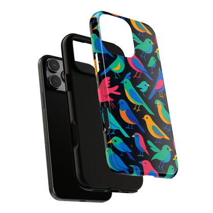 Vibrant Multicolour 3D Bird Print Protective Phone Case for Smart Devices – Unique Accessory for Trendsetters Compatible with iPhone 13, 14, 15 & 16 – All Models Including Pro, Pro Max & Plus