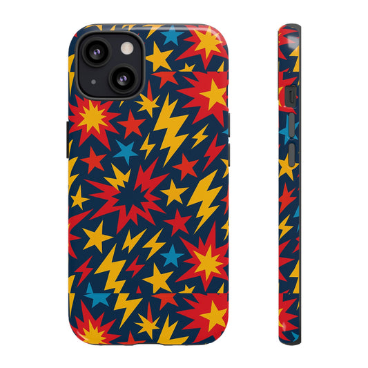 Vibrant 3D Superhero Phone Case with Colourful Lightning Design for Men and Women, Stylish Protection Compatible with iPhone 13, 14, 15 & 16 – all models including Pro, Pro Max & Plus