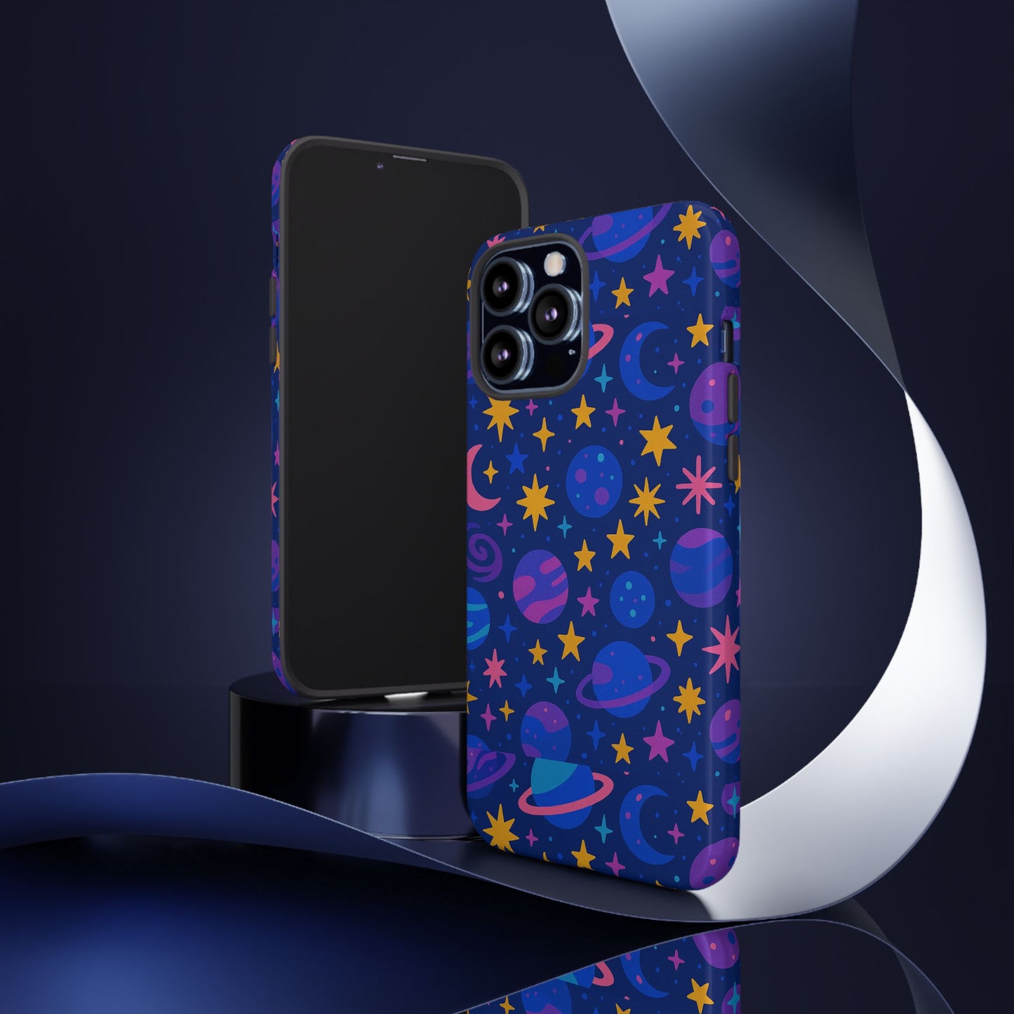 vibrant space theme protective phone case for unisex – colourful 3d design fashion accessory compatible with iphone 13, 14, 15 & 16 – all models including pro, pro max & plus