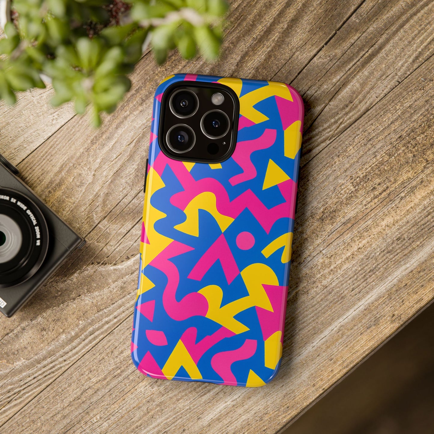 vibrant y2k geometric protective phone case with 3d wrap design for unique style compatible with iphone 13, 14, 15 & 16 – all models including pro, pro max & plus